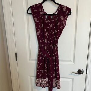 LC Lauren Conrad Burgundy Floral Midi Dress